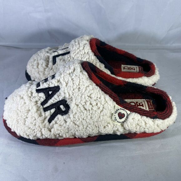 DearFoams Lil Bear Memory Foam Slippers Toddler US 13/ 1Y Red & Black Plaid - Picture 3 of 6